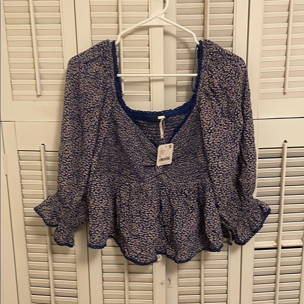 Blue Floral Women's Top free people